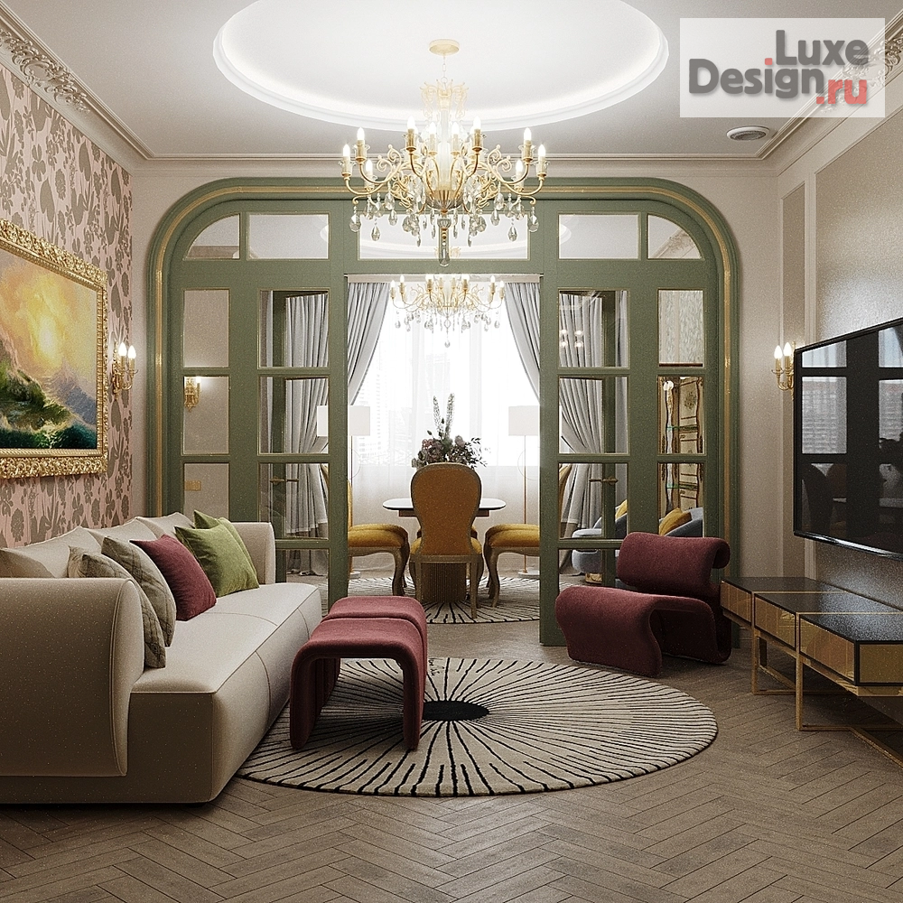 Дизайн интерьера трехкомнатной квартиры "Яркая классика" (фото 5)