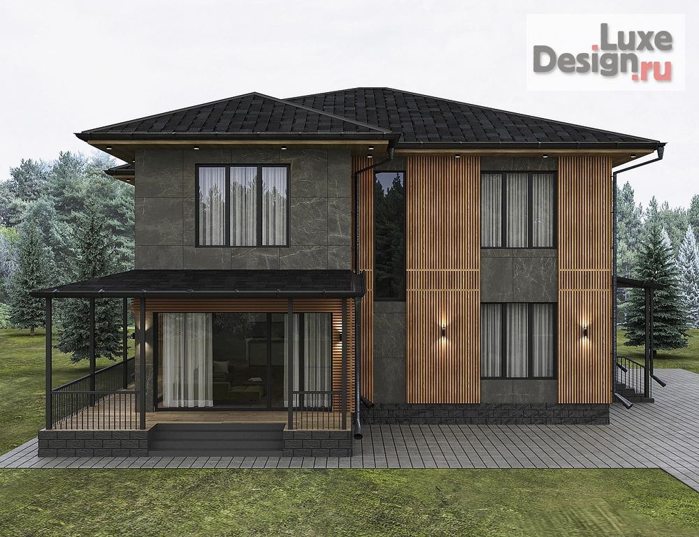 Частная архитектура "Дизайн фасада дома в МО" (фото 3) от дизайнера Кристина Филиппова Частная архитектура "Дизайн фасада дома в МО" (фото 3)