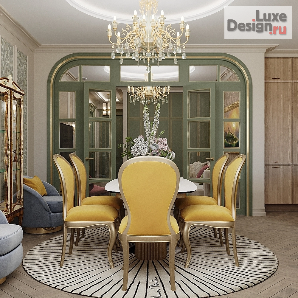 Дизайн интерьера трехкомнатной квартиры "Яркая классика" (фото 3)