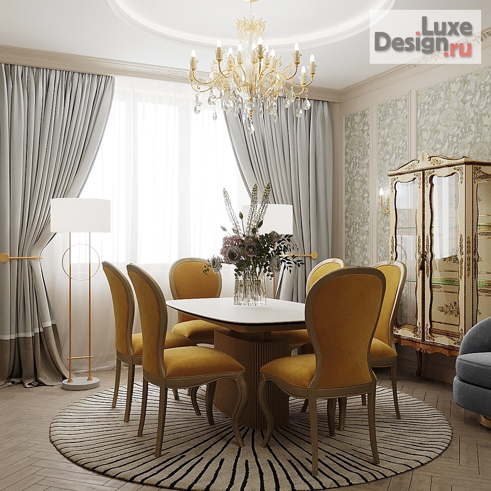 Дизайн интерьера трехкомнатной квартиры "Яркая классика" (фото 1)