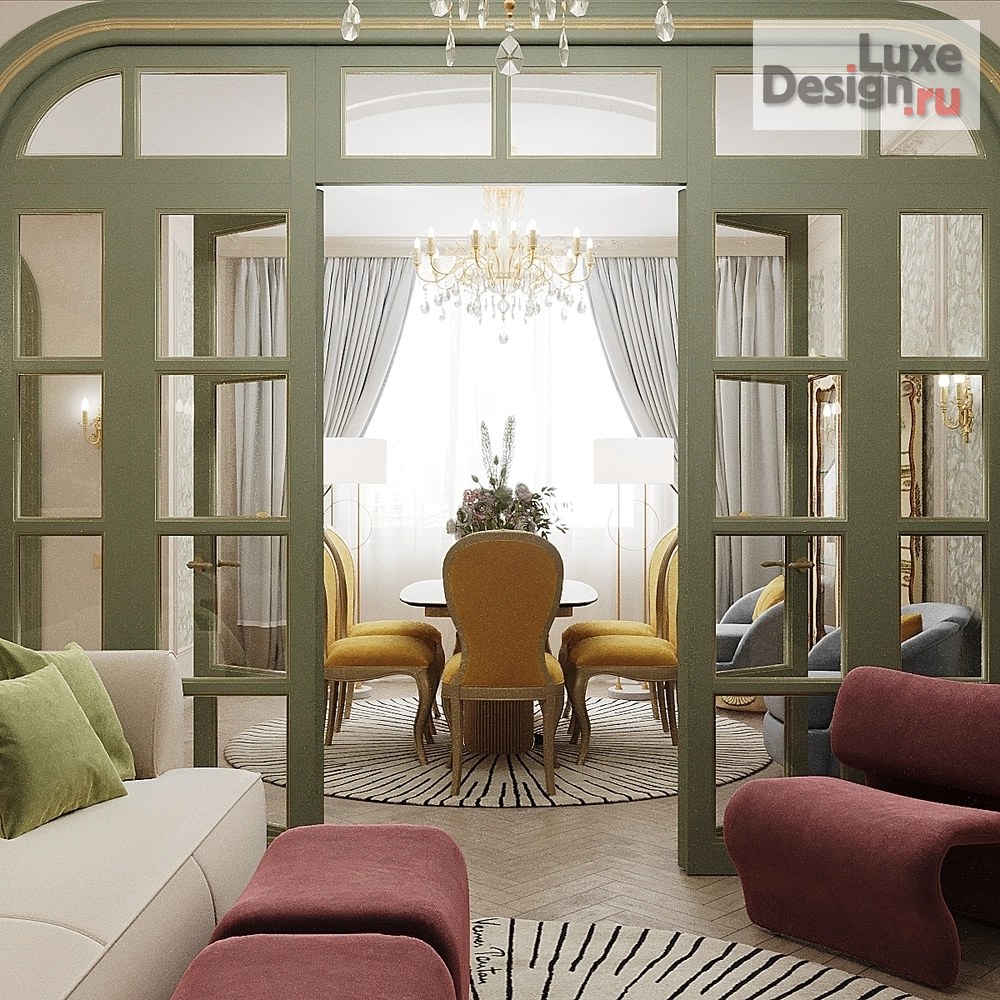 Дизайн интерьера трехкомнатной квартиры "Яркая классика" (фото 7)