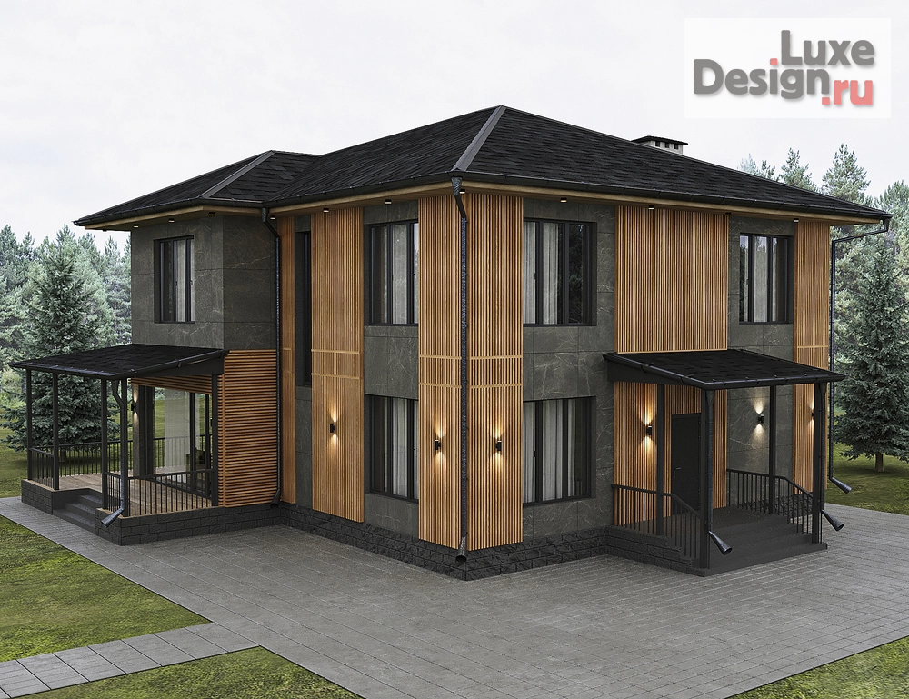 Частная архитектура "Дизайн фасада дома в МО" (фото 4) от дизайнера Кристина Филиппова Частная архитектура "Дизайн фасада дома в МО" (фото 4)