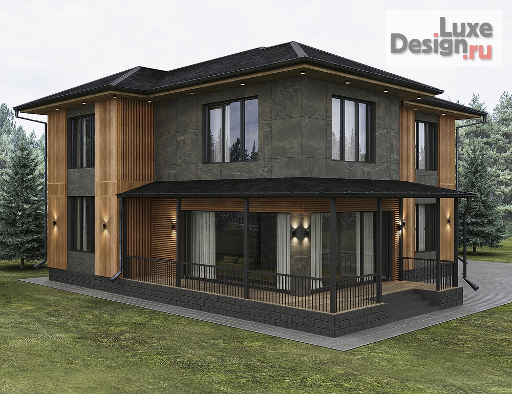 Частная архитектура "Дизайн фасада дома в МО" (фото 1) от дизайнера Кристина Филиппова Частная архитектура "Дизайн фасада дома в МО" (фото 1)