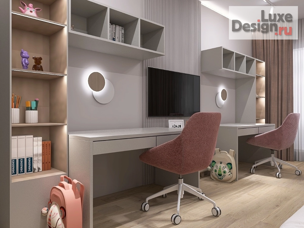 Дизайн интерьера детской "Нежная детская для 2 принцесс" (фото 6)