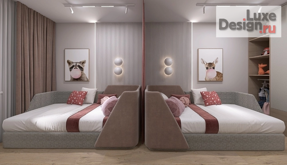 Дизайн интерьера детской "Нежная детская для 2 принцесс" (фото 2)