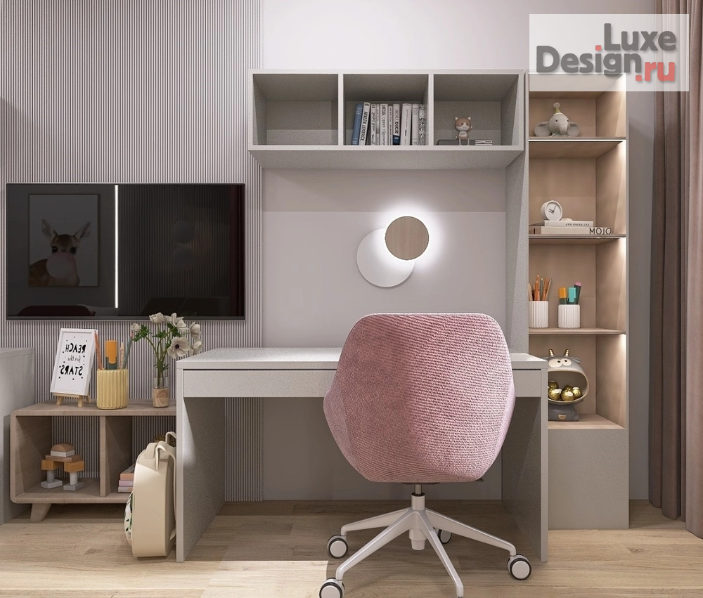 Дизайн интерьера детской "Нежная детская для 2 принцесс" (фото 4)