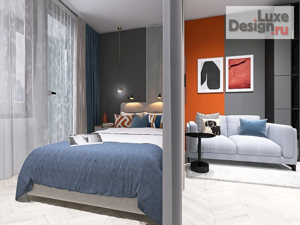 Дизайн интерьера однокомнатной квартиры "Яркая студия под аренду " (фото 3)