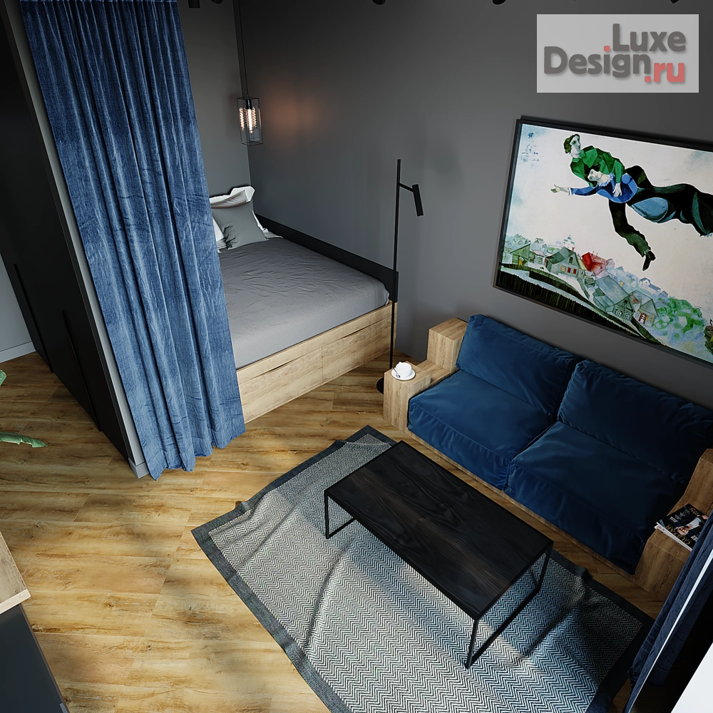 Дизайн интерьера однокомнатной квартиры "Однокомнатная квартира для парня из Калининграда" (фото 11) от дизайнера Зелёв Дмитрий Евгеньевич Дизайн интерьера однокомнатной квартиры "Однокомнатная квартира для парня из Калининграда" (фото 11)