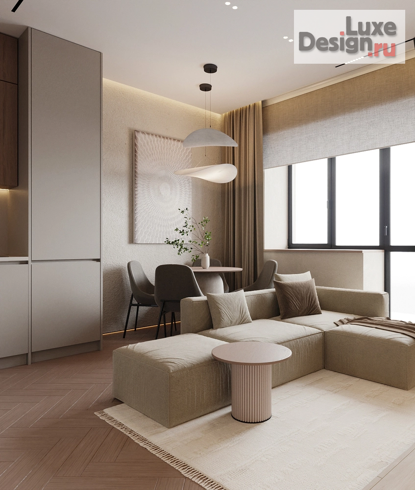 Дизайн интерьера двухкомнатной квартиры "Квартира в бежевых тонах для девушки" (фото 1)