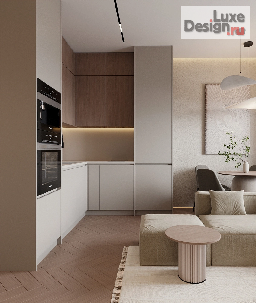 Дизайн интерьера двухкомнатной квартиры "Квартира в бежевых тонах для девушки" (фото 2)