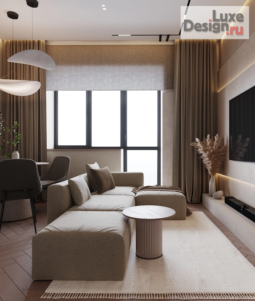 Дизайн интерьера двухкомнатной квартиры "Квартира в бежевых тонах для девушки" (фото 4)