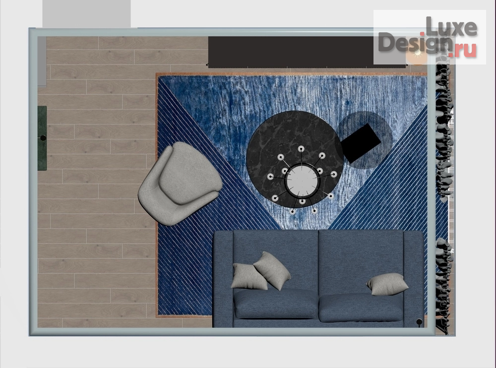 Дизайн интерьера гостиной "Гостиная "Синий арт-деко"" (фото 6)