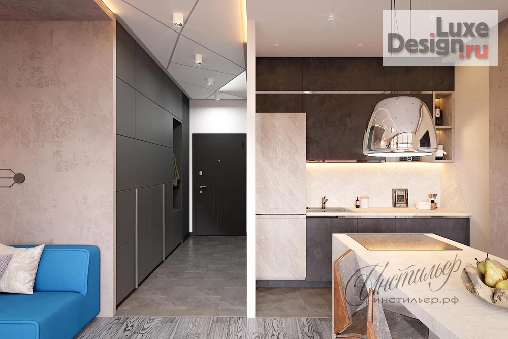 Дизайн интерьера однокомнатной квартиры "Дизайн квартиры 60 кв.м. в ЖК "Дом на Мосфильмовской"" (фото 5)