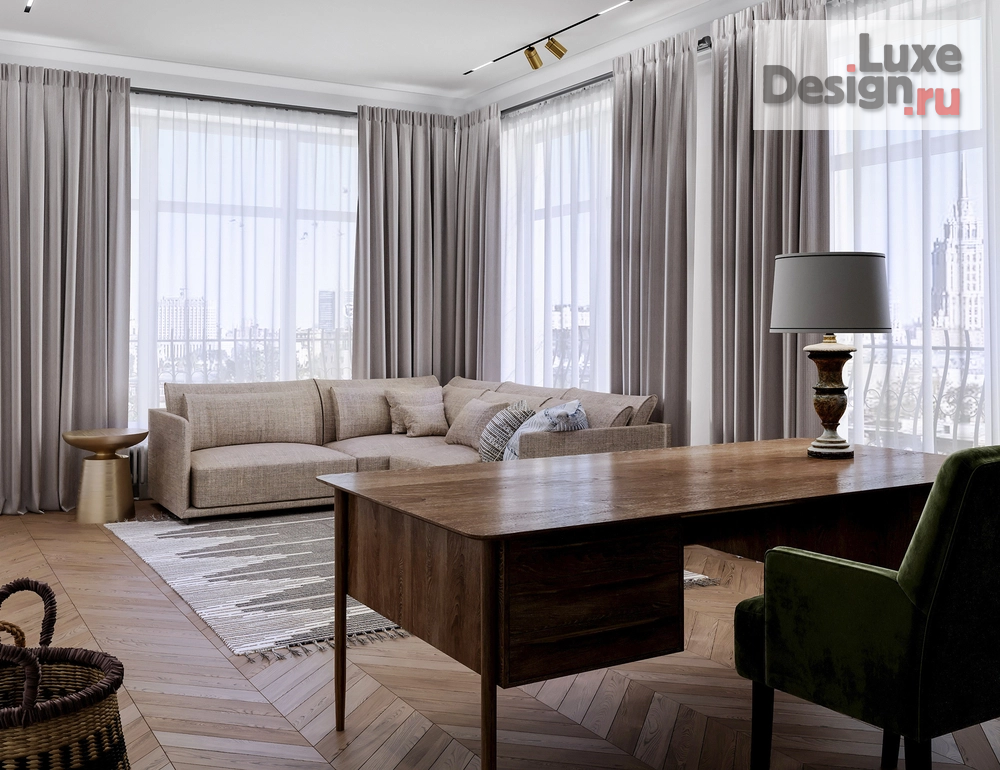 Дизайн интерьера четырехкомнатной квартиры "Дизайн интерьера квартиры 210 кв.м в ЖК "Жизнь на Плющихе"" (фото 9)