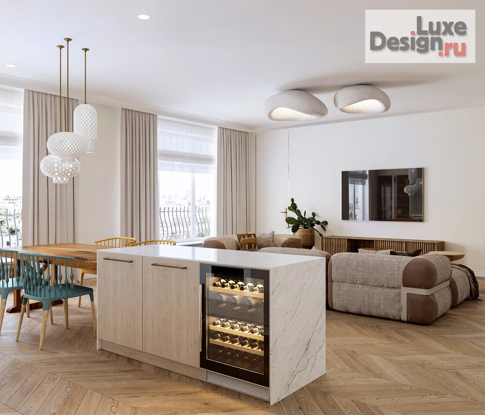 Дизайн интерьера четырехкомнатной квартиры "Дизайн интерьера квартиры 210 кв.м в ЖК "Жизнь на Плющихе"" (фото 3)