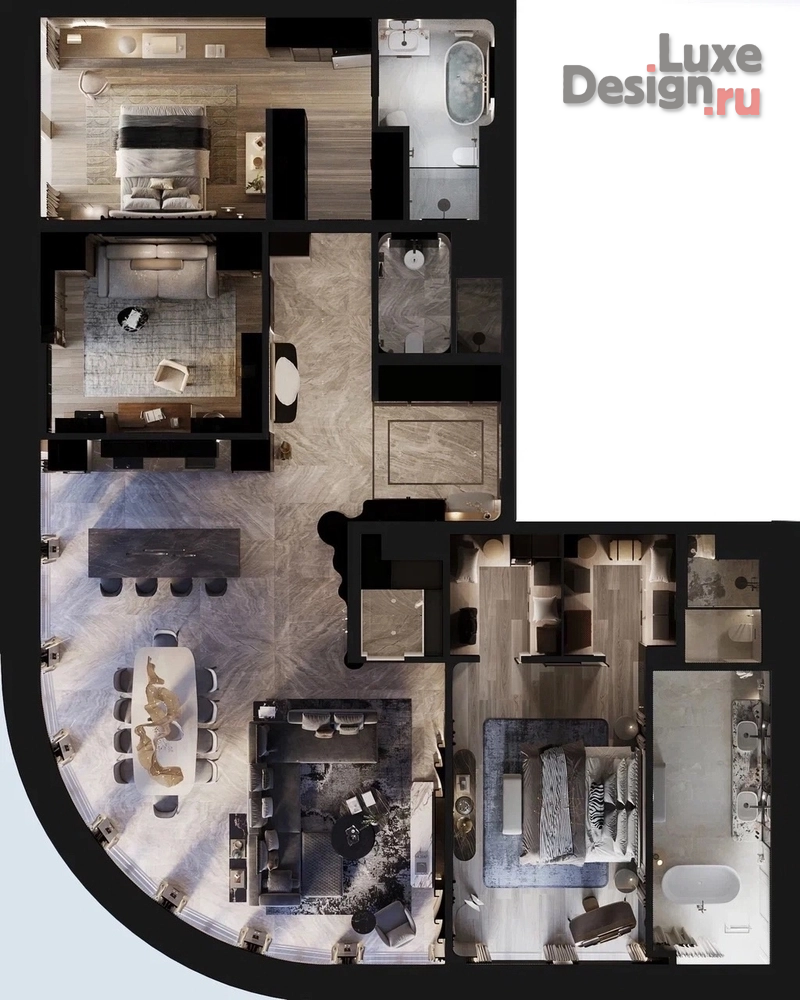 Дизайн интерьера апартаментов "Брызги шампанского" (фото 2)