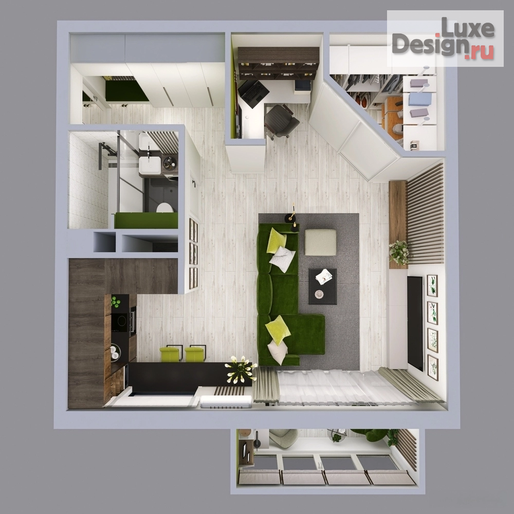 Дизайн интерьера однокомнатной квартиры "Однокомнатная квартира 43,5 кв.м." (фото 16)