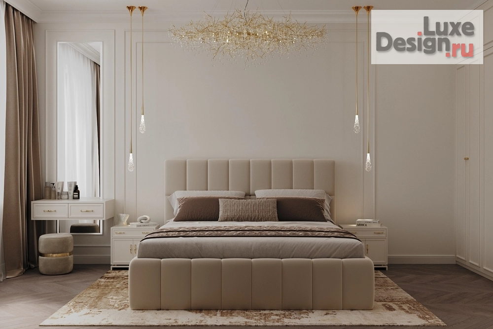 Дизайн интерьера спальни "Бежевая спальня Москва" (фото 3)