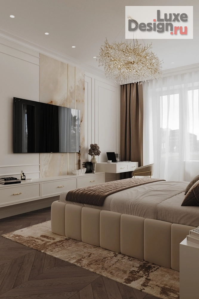 Дизайн интерьера спальни "Бежевая спальня Москва" (фото 5)