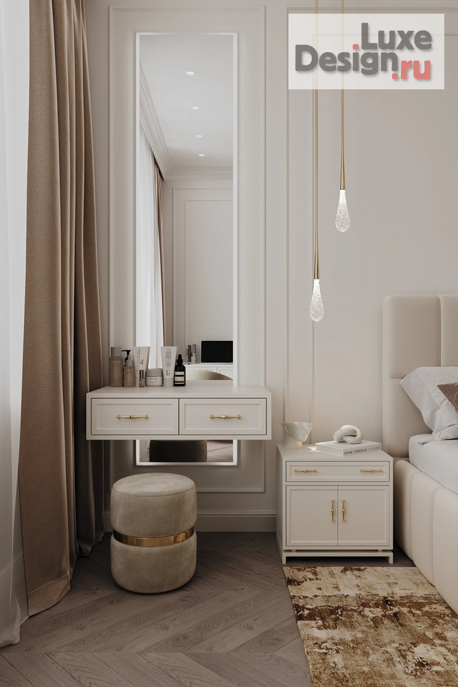 Дизайн интерьера спальни "Бежевая спальня Москва" (фото 6)