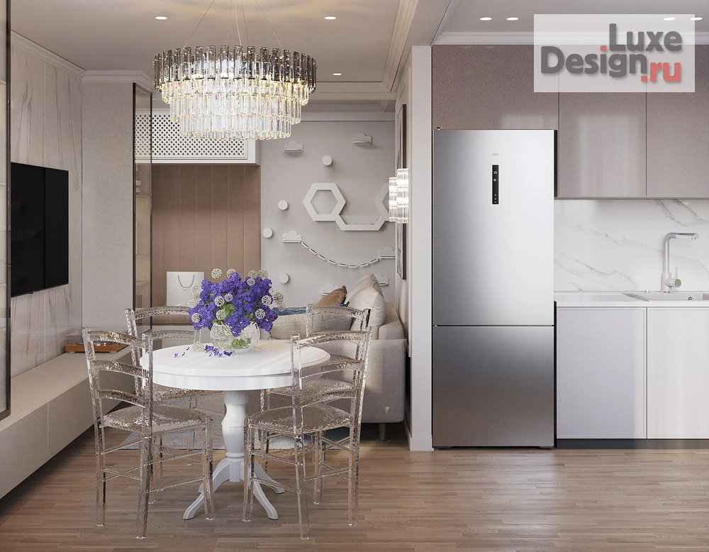 Дизайн интерьера однокомнатной квартиры "Современная неоклассика" (фото 2)