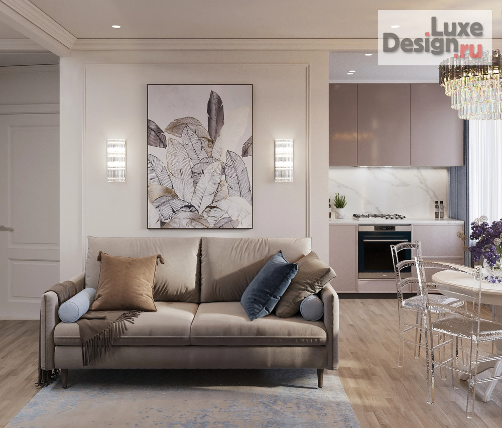 Дизайн интерьера однокомнатной квартиры "Современная неоклассика" (фото 10)