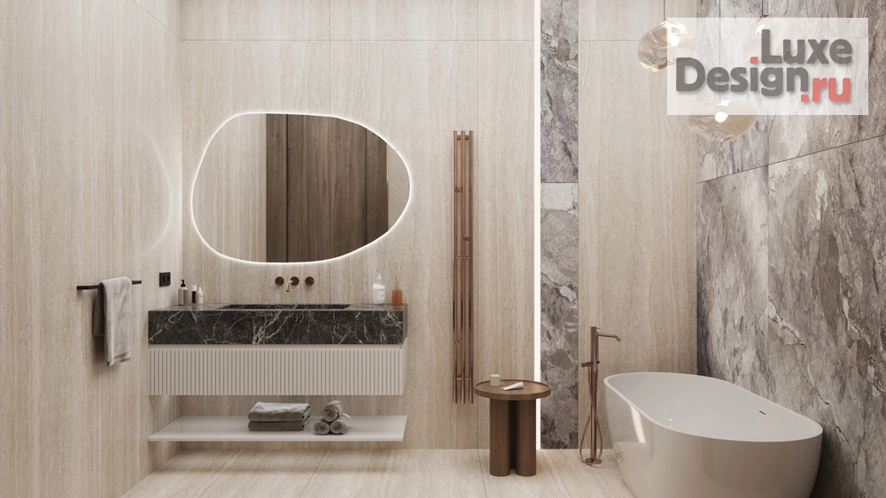 Дизайн интерьера двухкомнатной квартиры "ЖК Kokos (118 кв). Мастер-ванная" (фото 2)