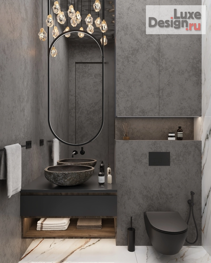 Дизайн интерьера двухкомнатной квартиры "ЖК Kokos (118 кв). Гостевой санузел" (фото 2)