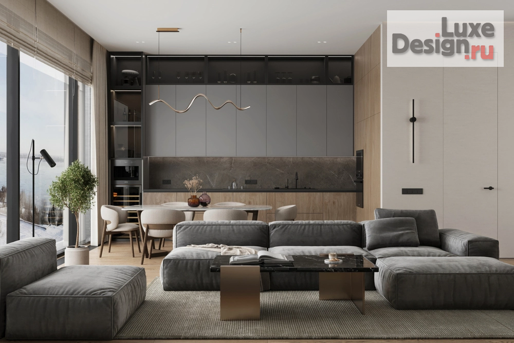 Дизайн интерьера двухкомнатной квартиры "ЖК Kokos (118 кв). Кухня-гостиная и прихожая" (фото 4)