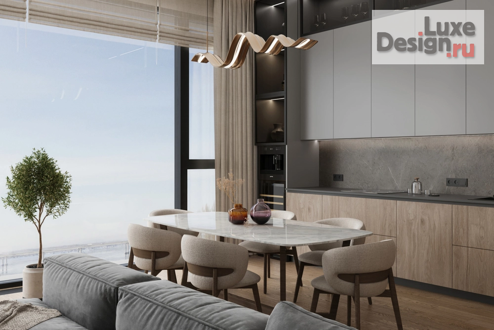 Дизайн интерьера двухкомнатной квартиры "ЖК Kokos (118 кв). Кухня-гостиная и прихожая" (фото 7)