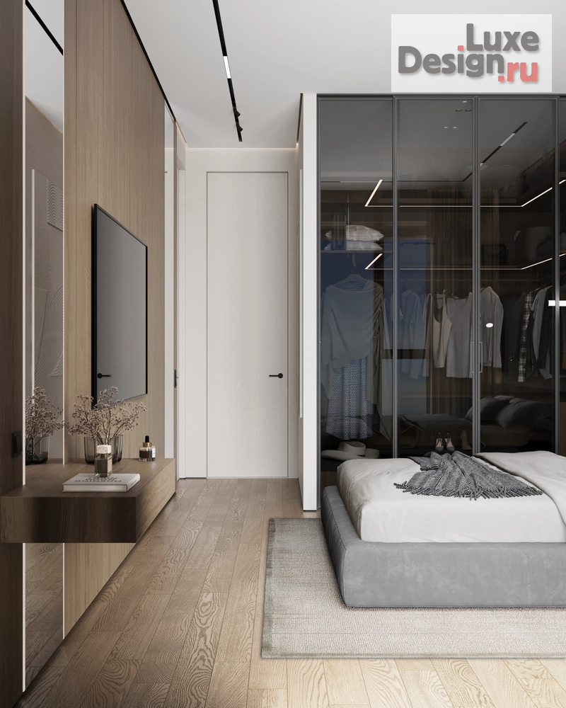 Дизайн интерьера двухкомнатной квартиры "ЖК Kokos (118 кв). Спальня и гардеробная комната" (фото 12)