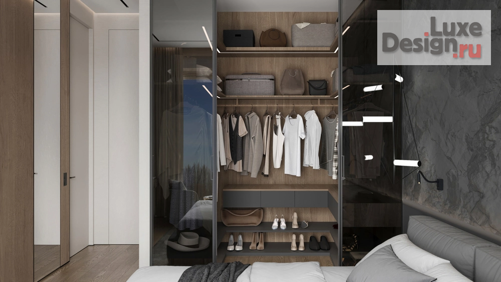 Дизайн интерьера двухкомнатной квартиры "ЖК Kokos (118 кв). Спальня и гардеробная комната" (фото 8)