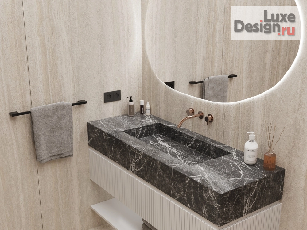 Дизайн интерьера двухкомнатной квартиры "ЖК Kokos (118 кв). Мастер-ванная" (фото 1)