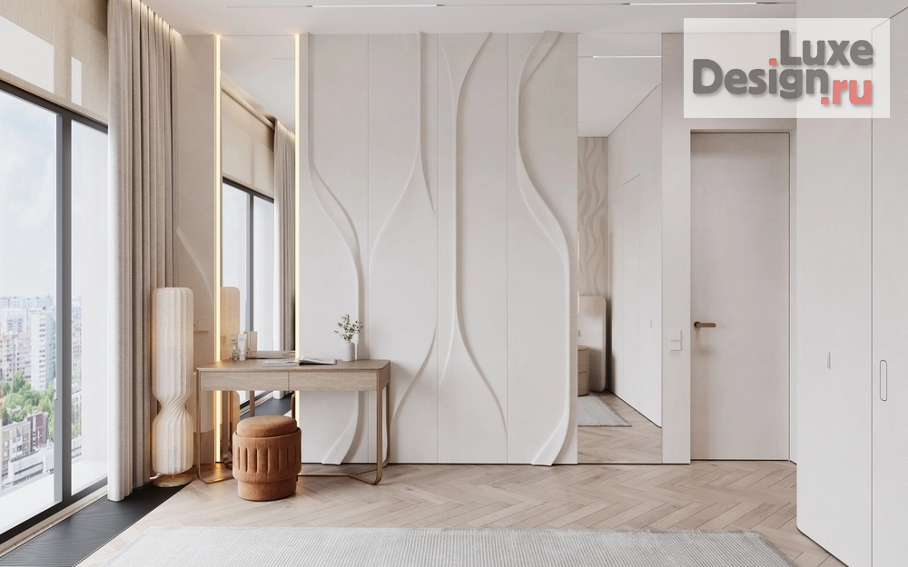 Дизайн интерьера двухкомнатной квартиры "ЖК Afi Park (81 кв). Спальня и гардеробная" (фото 3)