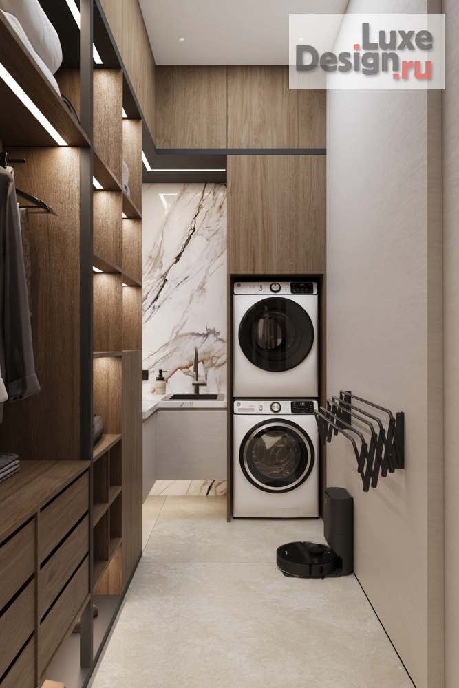 Дизайн интерьера двухкомнатной квартиры "ЖК Kokos (118 кв). Гардеробная и постирочная" (фото 2)