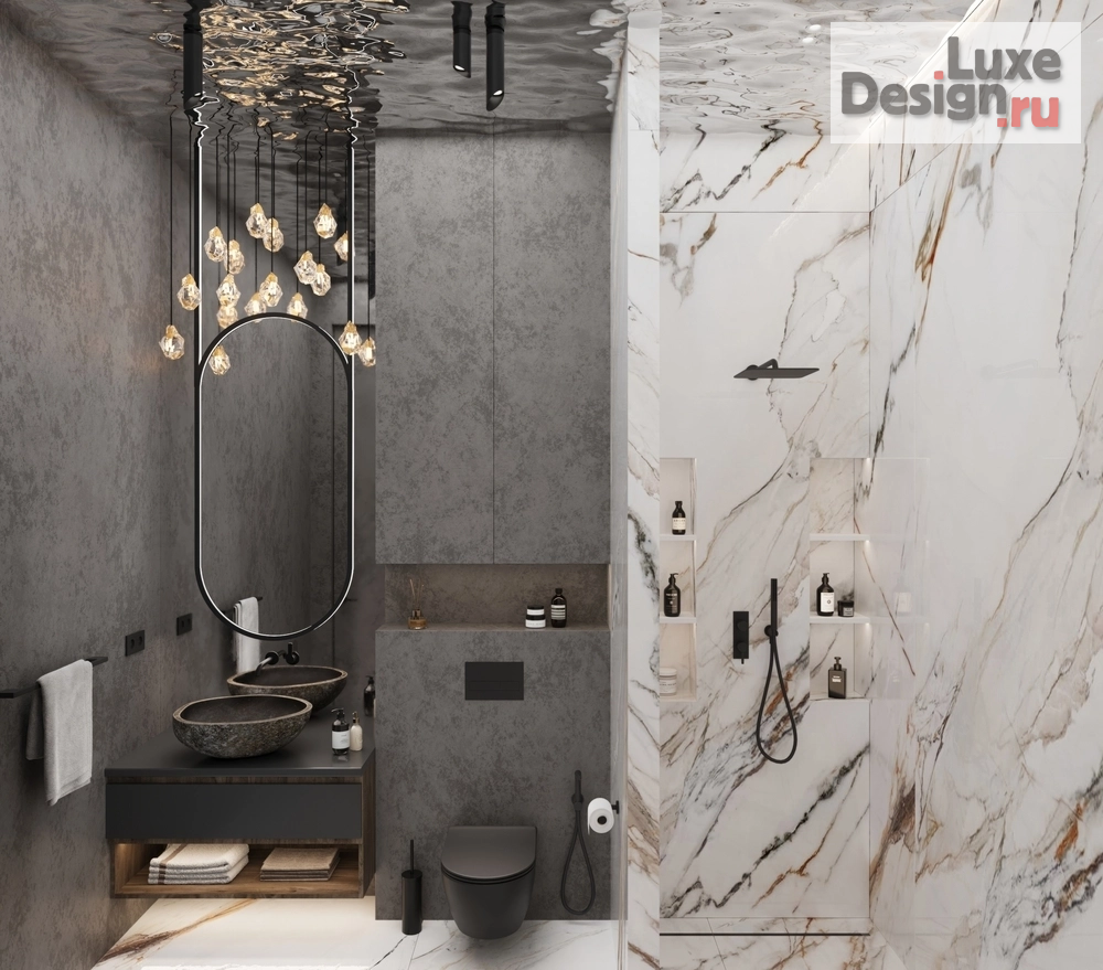 Дизайн интерьера двухкомнатной квартиры "ЖК Kokos (118 кв). Гостевой санузел" (фото 6)