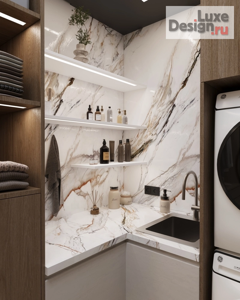Дизайн интерьера двухкомнатной квартиры "ЖК Kokos (118 кв). Гардеробная и постирочная" (фото 3)