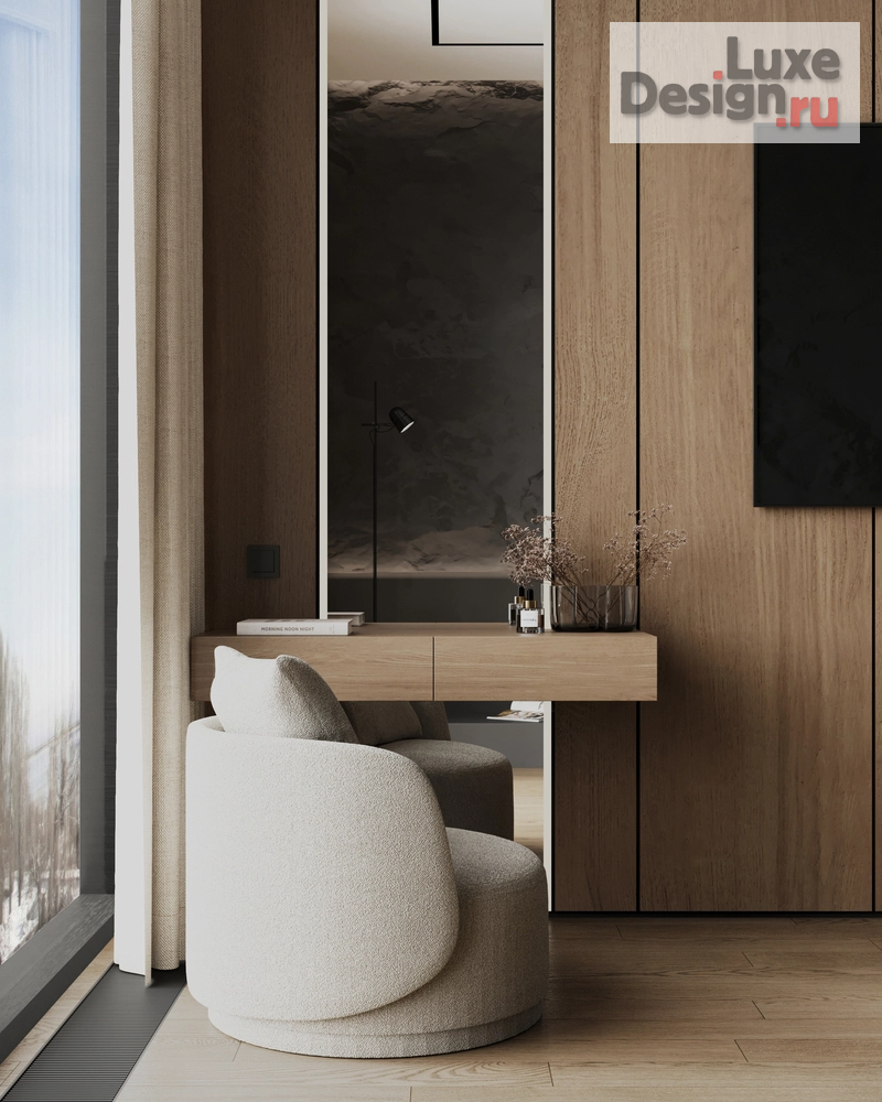 Дизайн интерьера двухкомнатной квартиры "ЖК Kokos (118 кв). Спальня и гардеробная комната" (фото 6)