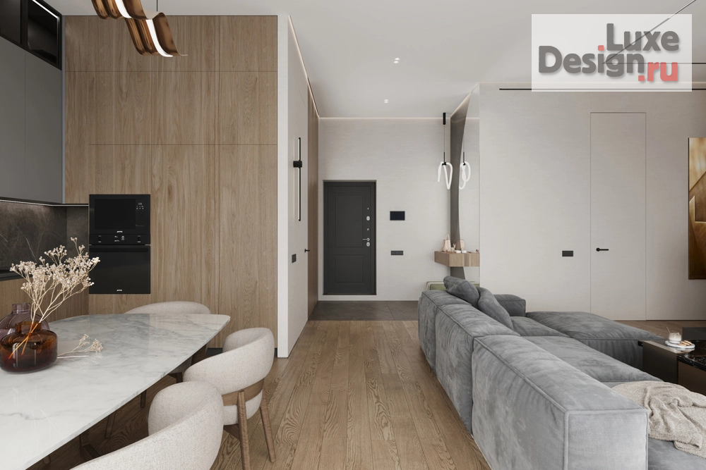 Дизайн интерьера двухкомнатной квартиры "ЖК Kokos (118 кв). Кухня-гостиная и прихожая" (фото 9)