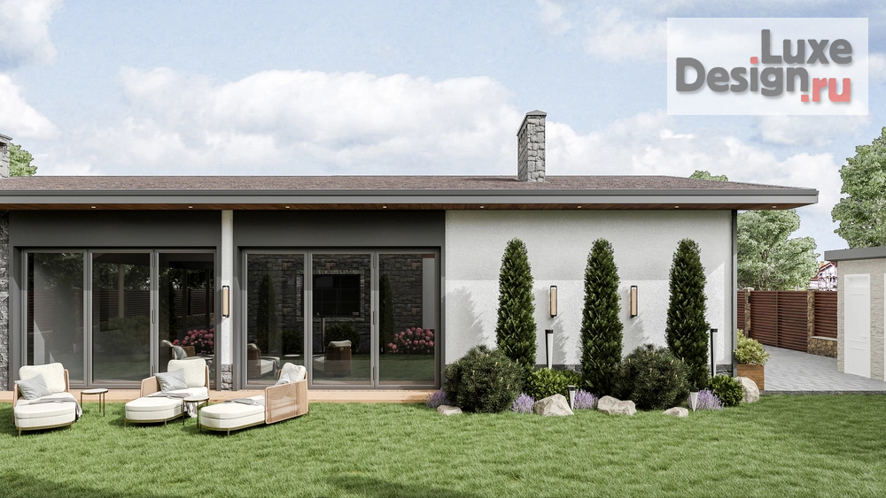 Частная архитектура "Экстерьер гостевого дома с баней и бассейном" (фото 6)