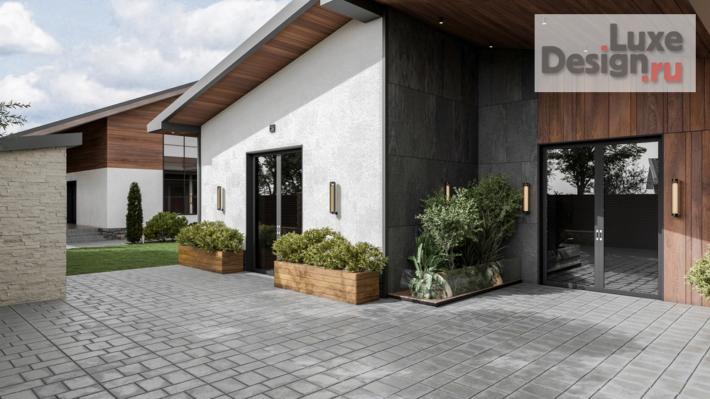 Частная архитектура "Экстерьер гостевого дома с баней и бассейном" (фото 2) от дизайнера Студия интерьерного дизайна BUCHAKA.INT Частная архитектура "Экстерьер гостевого дома с баней и бассейном" (фото 2)