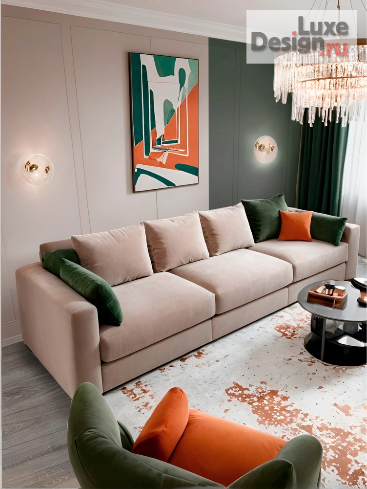 Дизайн интерьера двухкомнатной квартиры "Зелёный на ТЕРРАКОТОВОМ!" (фото 1)