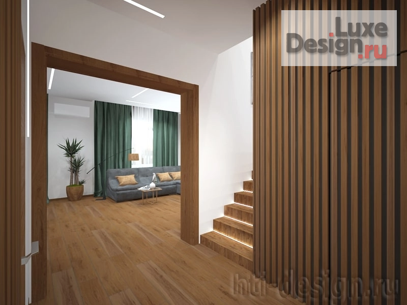 Дизайн интерьера коттеджа "Интерьер 1 этажа коттеджа в современном стиле" (фото 6)