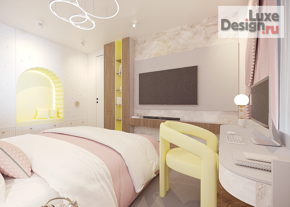 Дизайн интерьера загородного дома "Нежная детская в частном доме" (фото 3)