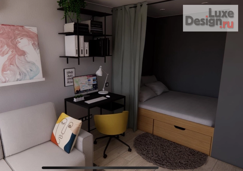 Дизайн интерьера однокомнатной квартиры "Солнечная квартира" (фото 2)