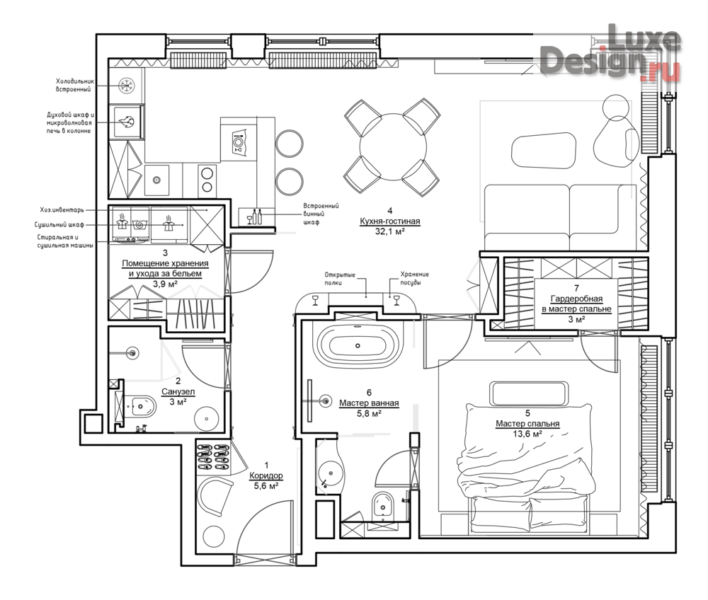 Дизайн интерьера квартиры "ЖК "Павелецкая Сити"" (фото 2)