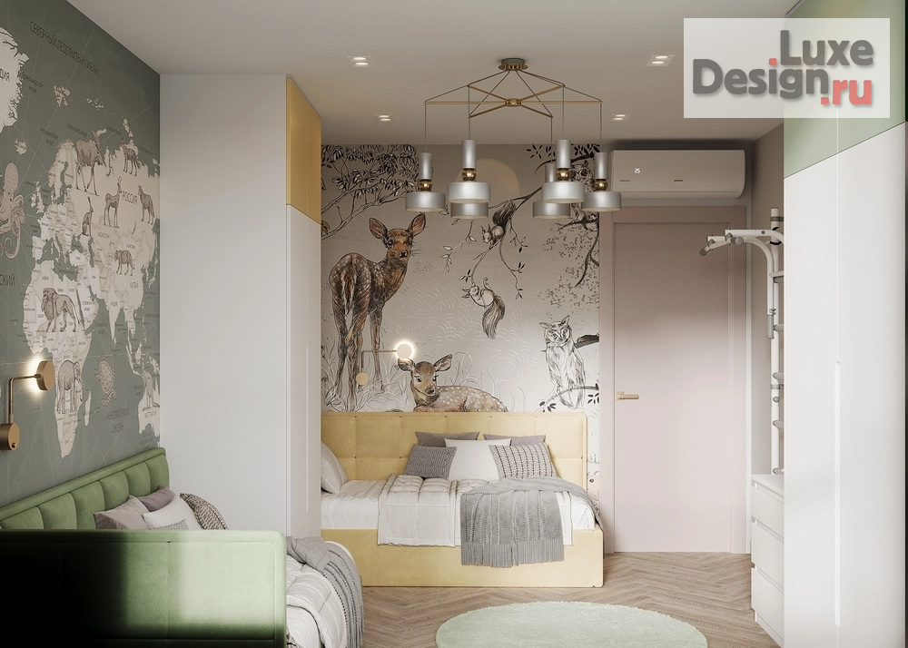 Дизайн интерьера двухкомнатной квартиры "Очаровательная детская комната для двоих" (фото 4) от дизайнера Ушакова Юлия Валерьевна Дизайн интерьера двухкомнатной квартиры "Очаровательная детская комната для двоих" (фото 4)