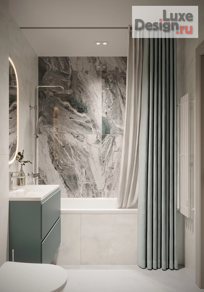 Дизайн интерьера двухкомнатной квартиры "Ванная комната в ЖК в Новой Москве" (фото 1)