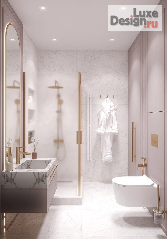 Дизайн интерьера трехкомнатной квартиры "Ванная комната из проекта в ЖК "Мосфильмовский"" (фото 2)