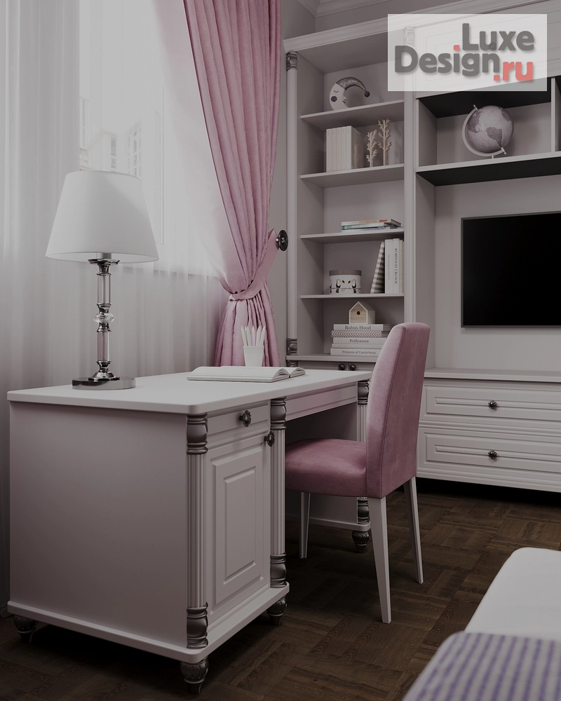 Дизайн интерьера четырехкомнатной квартиры "Детская комната для маленькой принцессы в ЖК "Мосфильмовский"" (фото 4)